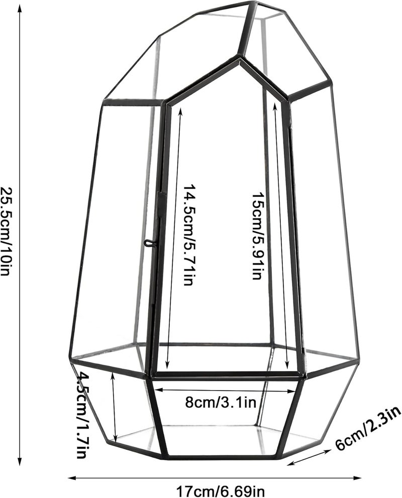 FISCRAT Metal Geometric Glass Planter | 7.9 * 6.9 * 9.8inch Rust-Proof Indoor/Outdoor Planter for Succulents, Air Plants | Space-Saving Vertical Design,a for Apartment Living and Plant Lovers - Image 2